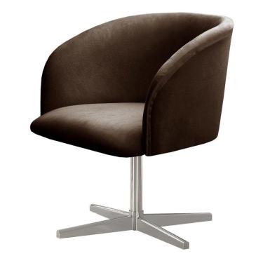 Imagem de Poltrona Decorativa Atenas Cadeira Giratória Pé Metal Salão Escritório