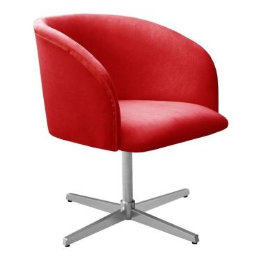 Imagem de Poltrona Decorativa Atenas Cadeira Giratória Pé Metal Salão Escritório