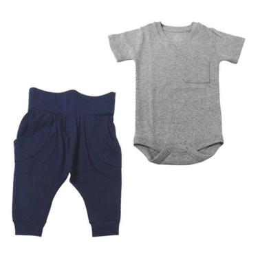 Imagem de Calça Saruel e Body Em Algodão - XG (12 a 18 Meses) 2 Peças