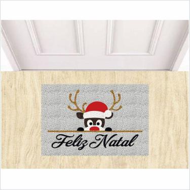 Imagem de Tapete Feliz Natal, Rena Papai Noel Medida Porta.