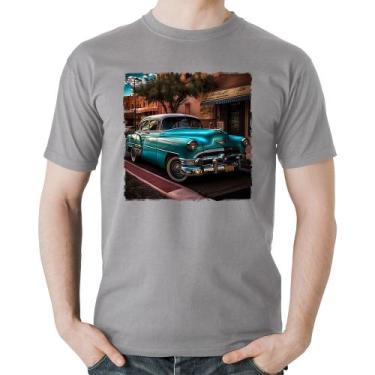 Imagem de Camiseta Algodão Carro Clássico Azul - Foca Na Moda