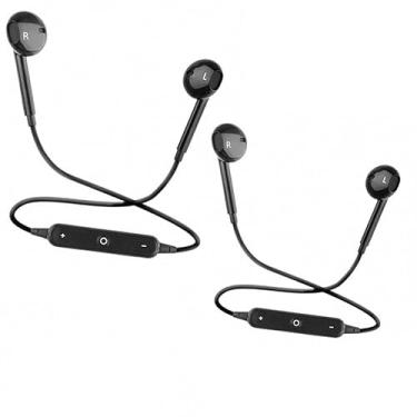 Imagem de Fones de ouvido esportivos sem fio Bluetooth para Samsung iPhone iPad (2 X Preto)