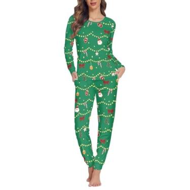 Imagem de Gzzxiailg Conjunto de pijama de duas peças para mulheres, roupa de dormir de manga comprida com bolsos, conjuntos de pijama de 2 peças para outono, inverno, primavera, PP-6GG, Árvore