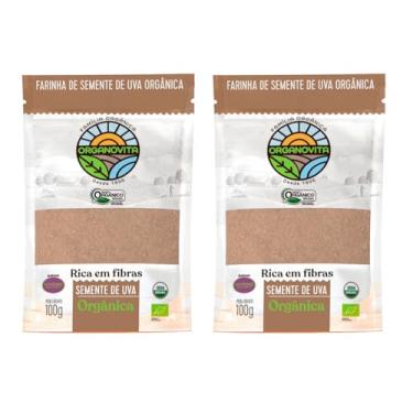 Imagem de Kit 2 Farinha De Semente De Uva Orgânica Organovita 100 G