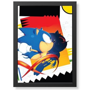 Imagem de Quadro Decorativo Sonic Vs. Metal Sonic geek.frame em vidro premium geek.frame decoração sala quarto anime presente decorativo parede otaku gamer qualidade