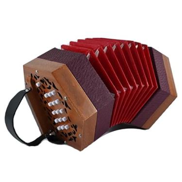 Imagem de Acordeão hexagonal anglo inglês hexagonal push-pull homofônico/heterofônico para adultos acordeão profissional para iniciantes (vermelho (heterofônico empurrar-puxar))