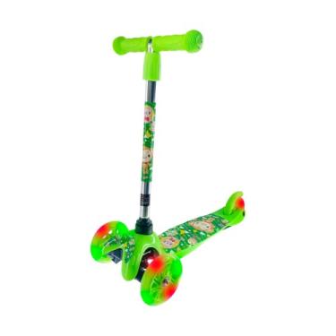 Imagem de Patinete Infantil de 3 Rodas Ajustável com Luzes LED supoeta ate 50Kg (Verde)