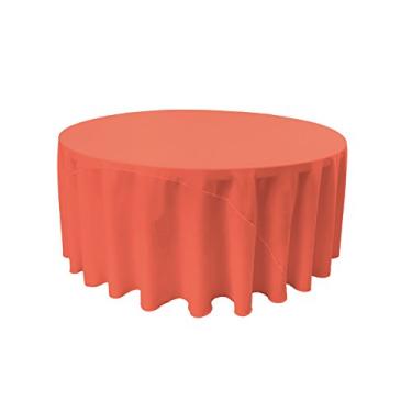 Imagem de LA Linen Toalha de mesa redonda de popelina de poliéster, 332 cm, coral