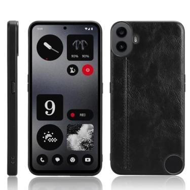 Imagem de Kukoufey Capas de telefone compatíveis com Nothing CMF Phone 1, couro PU retrô ultrafino à prova de choque compatível com Nothing CMF Phone 1 capa preta