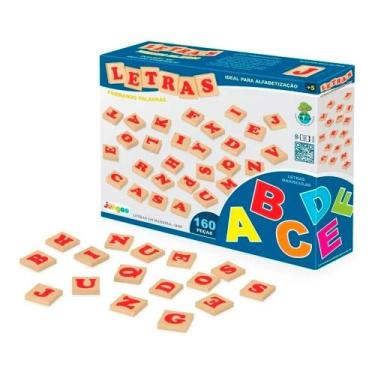 Imagem de Kit Letras 160 Peças Em Madeira Junges Alfabeto Móvel Educativo Didáti