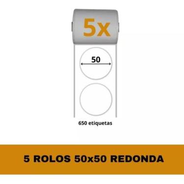 Imagem de Etiqueta Redonda Adesiva 50x50 Para E210 E Pt260 - 5 Rolos - TITANNET