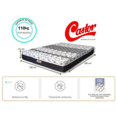 Imagem de Colchão Casal Castor Class Molas 138x188x25  - Tecido Poliéster - Supo