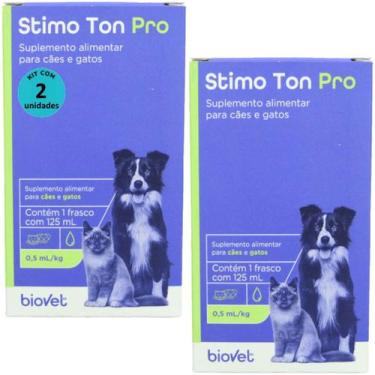 Imagem de Stimo Ton Pro 125ml Para Cães e Gatos Biovet Kit Com 2