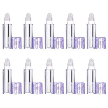 Imagem de Healifty 10 frascos de rolo de óleo essencial frascos de plástico para bálsamos labiais recarregáveis frascos de amostra de perfume tubo de batom recipientes de bálsamo labial vazios 6,5 ml roxo