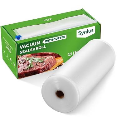 Imagem de Syntus Rolo de vedação a vácuo de alimentos de 28 cm x 45 m com dispensador de cortador, rolos de saco selador a vácuo de grau comercial, sacos de aspirador de pó, ideal para armazenamento, preparação de refeições e Sous Vide