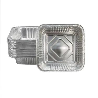 Imagem de Forros de alumínio descartáveis antiaderentes para fritadeira a ar quadrados 50 peças, caixa de lata de alumínio à prova de óleo também para cesta a vapor, forno e churrasqueira instantânea (22,5 x