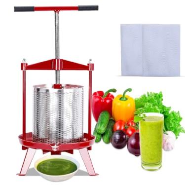 Imagem de Prensa manual de vinho de frutas, máquina de suco para vinho, cidra, maçã, tintura, legumes, mel, azeite de oliva - alça em T, estrutura triangular estável - capacidade de 14 litros