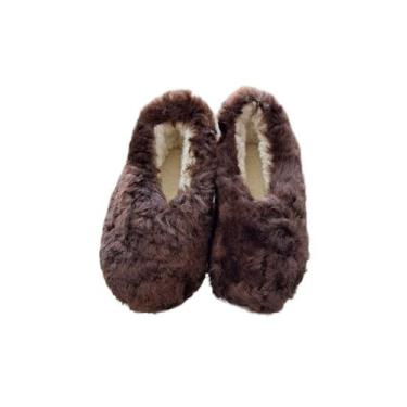 Imagem de Pantufas Pele Ovina Lã (Cordeiro) Natural - Armazém De Couros & Peles,