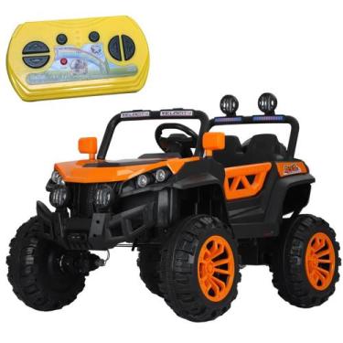 Imagem de Quadriciclo Infantil Elétrico 12V 2 Assentos Laranja Suporta 25kg Luze
