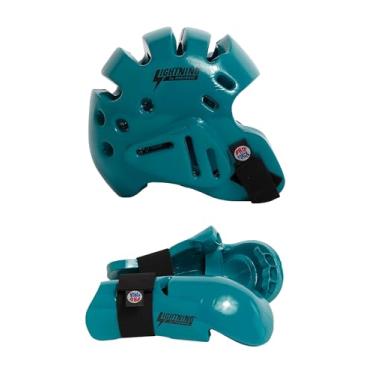 Imagem de Proforce Conjunto de equipamentos de proteção de Sparring Lightning Martial Arts - capacete/luvas (azul-petróleo, criança grande)