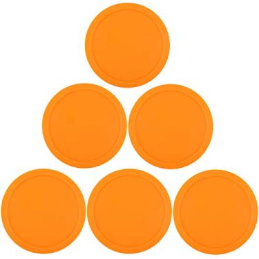 Imagem de ONE250 3 1/4 polegadas Air Hockey Pucks, tamanho completo Goal Packs Acessórios de substituição para Tabelas de Jogo (6 peças), Laranja, 6 Pcs