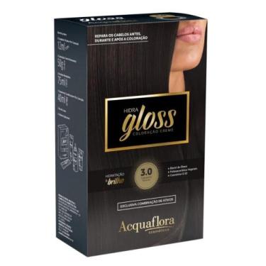 Imagem de Coloração Creme Acquaflora Kit Hidra Gloss 3.0 Castanho Escuro