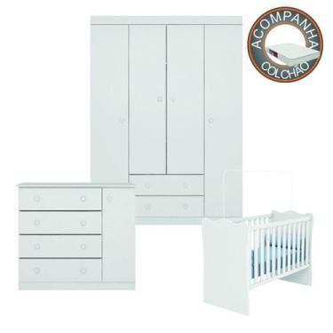 Imagem de Conjunto Quarto de Bebê Guarda Roupa, Cômoda Helena e Berço 1 com Colc