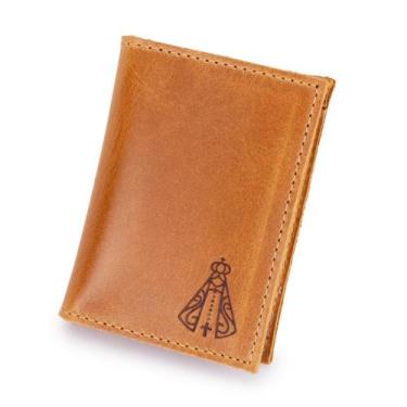 Imagem de Carteira Porta Cartão Em Couro Modelo Masculino Estampa Nossa Senhora 