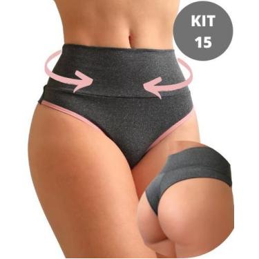 Imagem de Kit 15 Calcinha Fitness Cós Alto FIO Duplo Atacado - VIÉRE, G