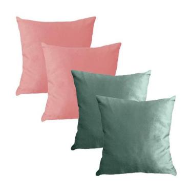 Imagem de Kit 4 Capas para Almofada em Veludo Liso Quadrada 60x60 Várias Cores -