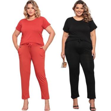 Imagem de Kit 2 Conjunto Feminino Plus Size Básico  Manga Viscolycra - Felicity,
