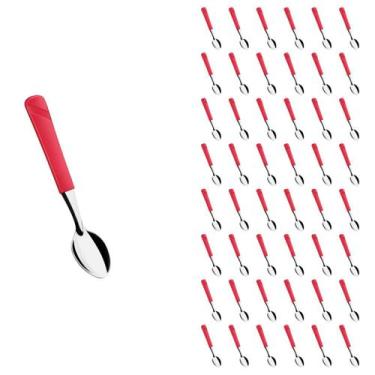 Imagem de Conjunto 48 Colher de Chá Linha Luna Vermelho Aço Inox - Taumer, Luna