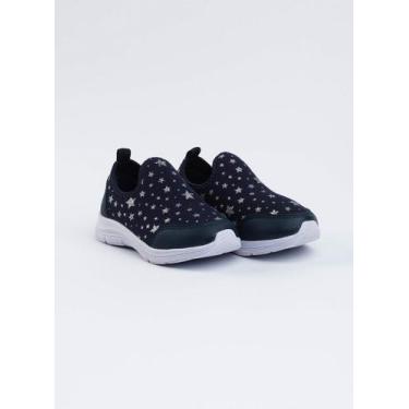 Imagem de Tênis Infantil Molekada Menina Marinho Slip On Estrelas, 31