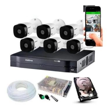 Imagem de Kit Cftv 6 Câmeras 1120 Multi Hd Dvr MHDX 8 Canais Intelbras  C/HD
