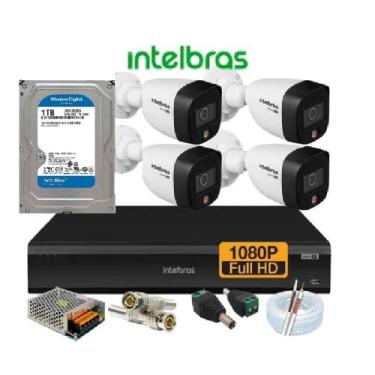 Imagem de Kit Intelbras 4 Cam Vhd 1220b Full Color 1080p Dvr 3004 1tb