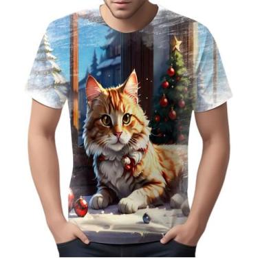 Imagem de Camiseta Camisa Tshirt Natal Festas Gato Gatinho Fofo Neve 3 - Enjoy S