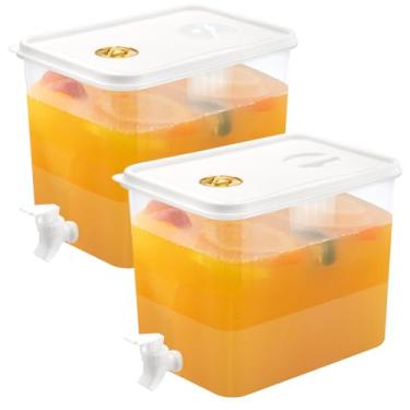 Imagem de Sibosen Dispensador de bebidas para geladeira, 2 peças, 2 galões, com torneira, tampas à prova de vazamento, tela de filtro, recipiente de suco, plástico selado, limonada, água, leite, bebid
