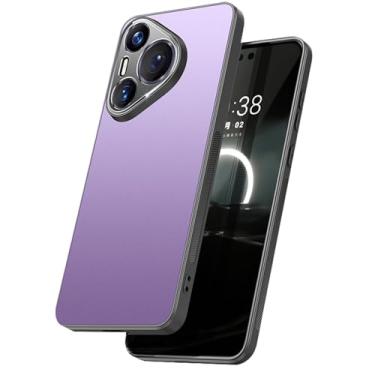 Imagem de POYUFRG Capa para Huawei Pura 70 Ultra/70 Pro/70 Pro+/70, capa moderna com lentes de metal, tudo incluído, proteção contra choque, capa fina, roxa, 70 Pro+