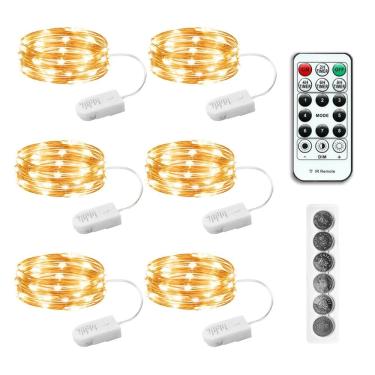Imagem de Fairy Lights SINAMER 20 LEDs alimentados por bateria de 2 m com controle remoto x6