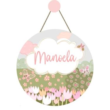 Imagem de Placa Decorativa Personalizada para Porta, Jardim Encantado, 20x20cm, porta maternidade, enfeite de porta