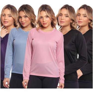 Imagem de Kit 5 Camisas Feminina Camiseta Térmica Proteção Solar Uv - MC Digital