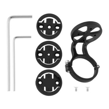Imagem de ECSiNG 1 peça de suporte de computador para guidão de bicicleta para guidão de 31,8 mm compatível com Garmin Edge compatível com Wahoo Elemnt 52,6 x 31,8 x 37,9 mm preto
