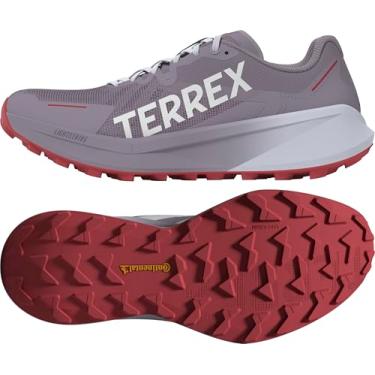 Imagem de adidas Tênis de corrida feminino Terrex Agravic 3 Trail, Preloved Fig/Branco/Rubi Puro, 38