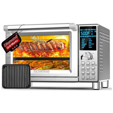 Imagem de Forno Elétrico de Bancada 28 Litros 12 em 1 com Termômetro Inteligente Integrado, 110V 1800W, Nuwave Bravo XL, Prata