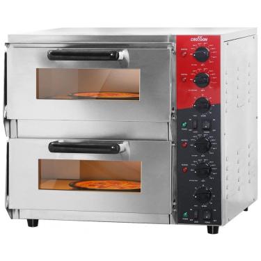 Imagem de Forno de Pizza Elétrico Duplo Profissional com Controle de Temperatura, 110V 3200W, Crosson, Prata