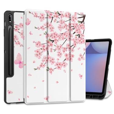 Imagem de MEEgoodo Capa para Samsung Galaxy Tab S10+ 2024/S9 Plus/S9 FE Plus 12,4 polegadas 2023 com suporte para caneta, capas para tablet com suporte dobrável + capa traseira de TPU macio + despertar/hibernar