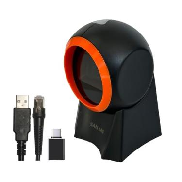 Imagem de Scanner de código QR 2D de leitura de detecção automática 1D 2D leitor de código de barras de mesa para verificador de preços de supermercado QRcode com fio USB Bar leitor de leitura de código Qr 1D