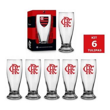 Imagem de Kit 6 Tulipas Flamengo Chopp Cerveja Copos Taças Original - Brasfoot, 
