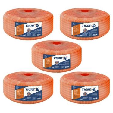 Imagem de 5 Conduítes Conrrugado Tigreflex 25m Laranja Em Pvc 32mm