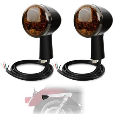 Imagem de HOKUOTOLITE Kit de seta traseira LED, luz de freio/luz de corrida/indicador direcional para Harley Davidson XL883 XL1200 Sportster 1992-Up, luz âmbar com lente vermelha/laranja/fumaça, preto brilhante